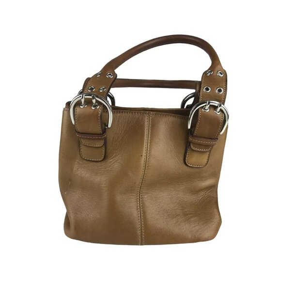 Tignanello Hobo Bag Purse Womens Brown Leather Double Handles Adjustable - Picture 3 of 6